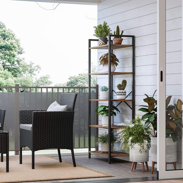 Petter bokhylla 66 x 153 cm - Brun/svart