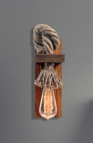 Wandlamp met touw en hout Wandlamp met touw en hout
