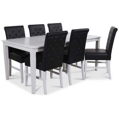 Mellby matgrupp 180 cm bord med 6 st Twitter matstolar i svart PU