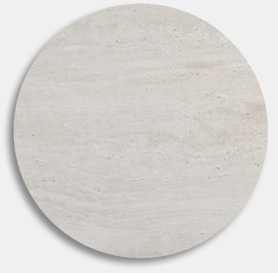 Flair ronde eettafel 105 cm - Black Mystery E100 voet / Travertin steen