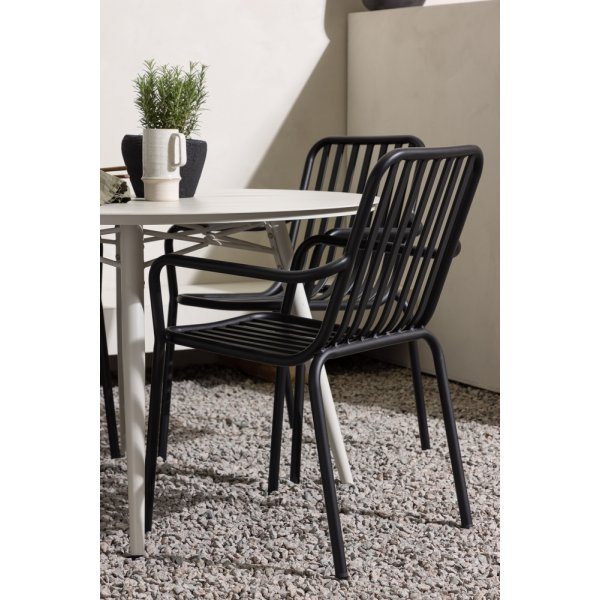 Lina utematgrupp med 4 st Peking stolar - Beige/Svart Lina utematgrupp med 4 st Peking stolar - Beige/Svart