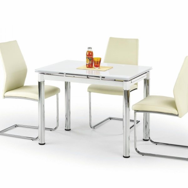 Aldona matbord 96-142 cm - Vit/krom