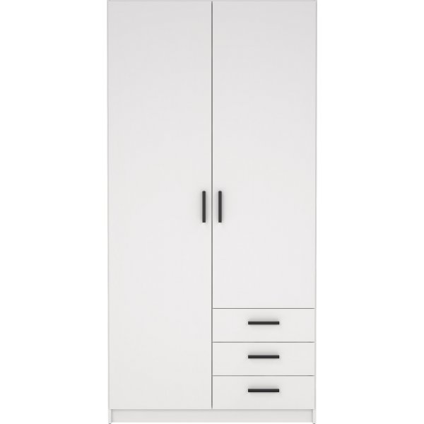 Armoire Sprint avec 2 portes et 3 tiroirs - Blanc Armoire Sprint avec 2 portes et 3 tiroirs - Blanc