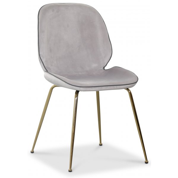 Art matgrupp: Runt bord marmor/M�ssing + 4 st Deco stolar ljusgr� sammet / m�ssing