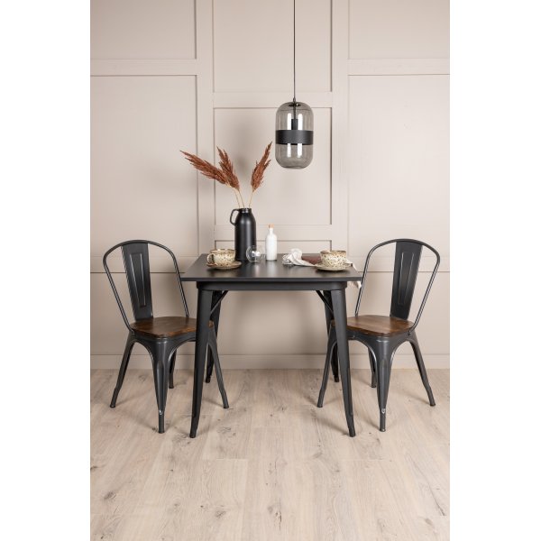 Tempe matgrupp, stlbord med 2 st stlstolar - Svart/valnt + 2.00 x Stolsdyna