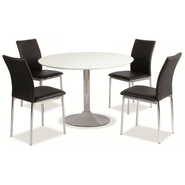 Bardstown runt matbord med trumpetfot 90 cm - Vit/Krom