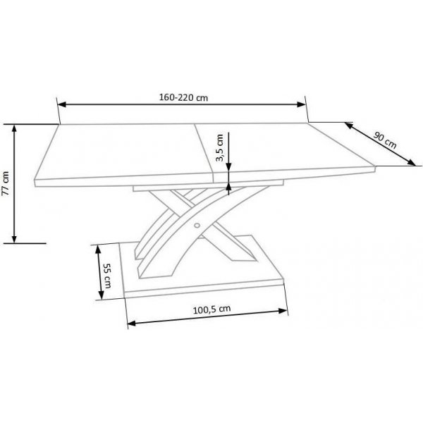 Bonita eettafel 160-220 cm - Wit/zwart Bonita eettafel 160-220 cm - Wit/zwart