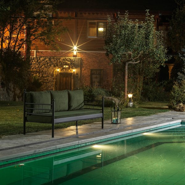 Canapé d'extérieur 3 places Manyas - Noir/vert + Détachant pour meubles Canapé d'extérieur 3 places Manyas - Noir/vert + Détachant pour meubles