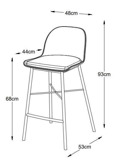 Tabouret de bar gris Drake avec coussin d\\\'assise SH68 cm