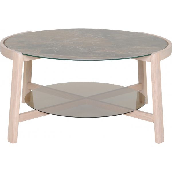 Table basse Vasa 90 cm - Chne massif laqu blanc