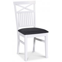 Skagen stol med kryss och tygsits - Vit / Grå Skagen stol med kryss och tygsits - Vit / Grå