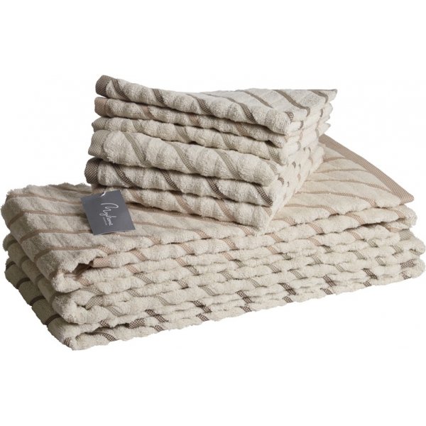 Serviette rayée Masumi - Rose poudré Serviette rayée Masumi - Rose poudré