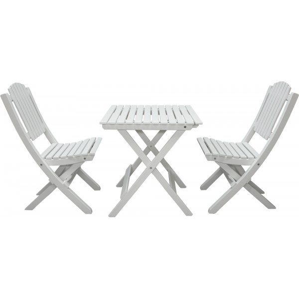 Wilma utegrupp bord 65 x 65 cm inkl 2 st Visby stolar - Vit Wilma utegrupp bord 65 x 65 cm inkl 2 st Visby stolar - Vit