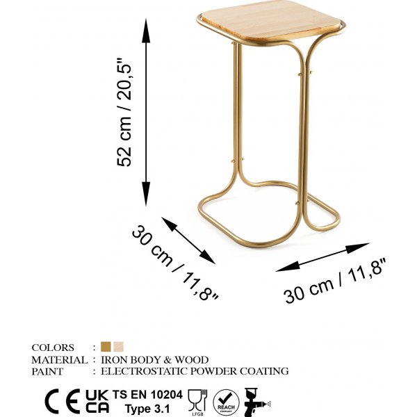 Vela 1 bijzettafel - Goud/beige Vela 1 bijzettafel - Goud/beige