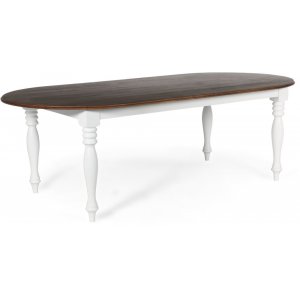 Grande table  manger ovale Victoria 230x110 cm - Teint blanc/marron