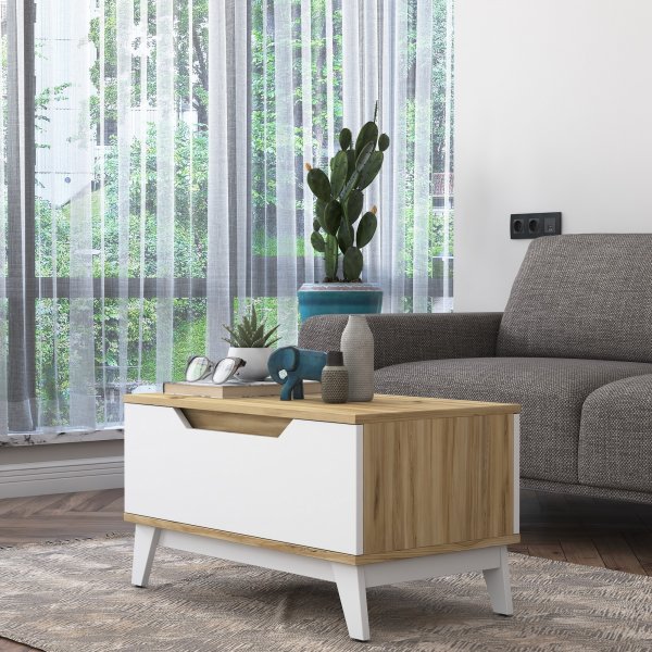 Abby soffbord 80x45 cm - Ek/vit Abby soffbord 80x45 cm - Ek/vit