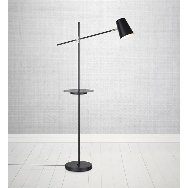 Linear golvlampa med USB - Svart Linear golvlampa med USB - Svart