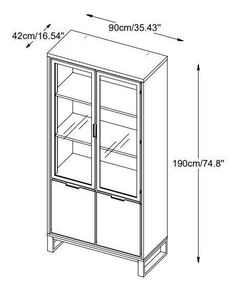 Vitrine encastrée Livia en chêne avec portes vitrées Vitrine encastrée Livia en chêne avec portes vitrées