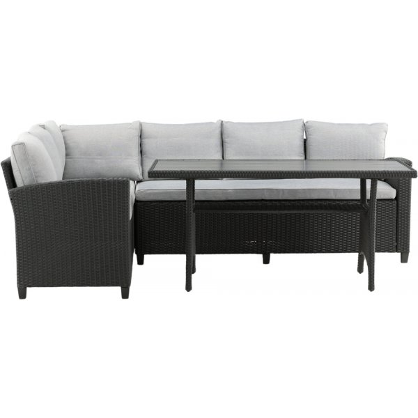 Groupe de canapés d\\\'angle en bois courbé - Noir/gris Groupe de canapés d\\\'angle en bois courbé - Noir/gris