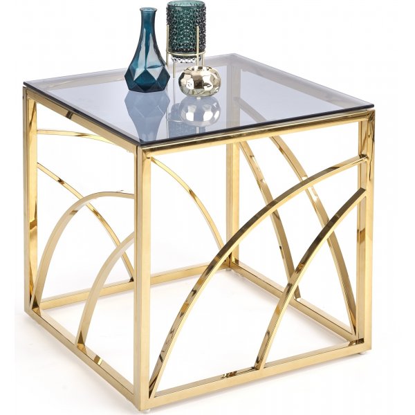 Table basse Kosmos 55 x 55 cm - Verre fum/or