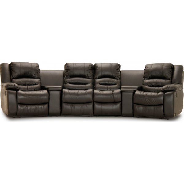Kensington manuell 4-sits soffa - Svart lder