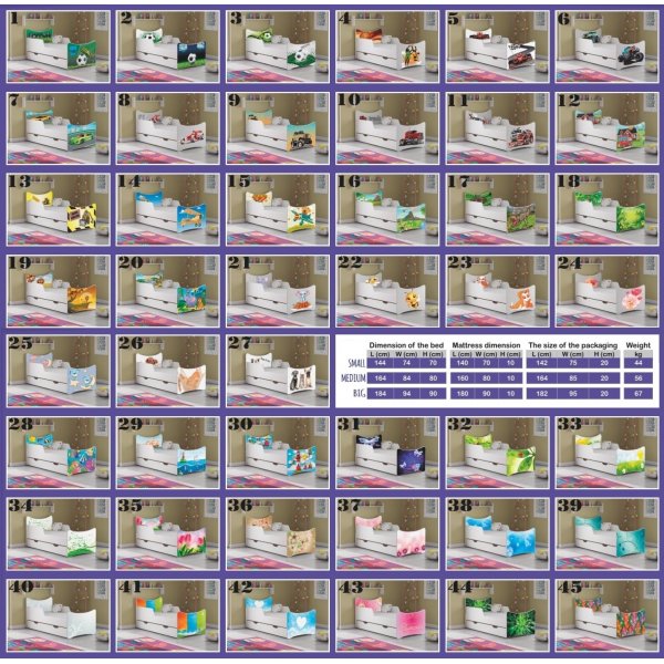 Barnsäng Teddy - Valfri storlek & dekal Barnsäng Teddy - Valfri storlek & dekal