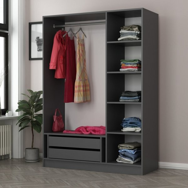 Armoire Cavolo 135 cm - Anthracite/noir