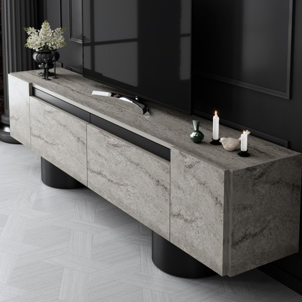 Bohem TV-bänk - Travertin/svart Bohem TV-bänk - Travertin/svart