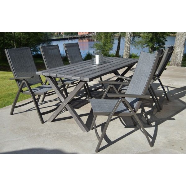 Scottsdale utegrupp bord 190 cm inkl 6 st Solana positionsstol -Shabby Chic gr + Flckborttagare fr mbler