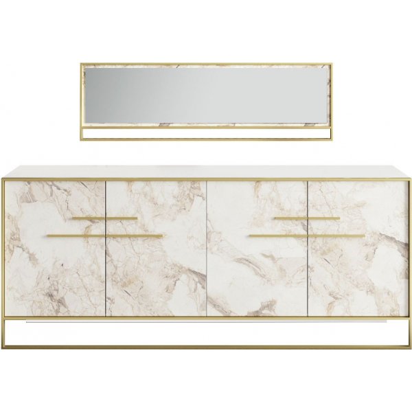 Polka skänk med spegel - Guld/vit Polka skänk med spegel - Guld/vit