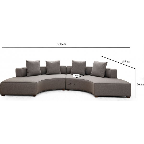 Canapé en U Gloria 360 cm - Gris Canapé en U Gloria 360 cm - Gris