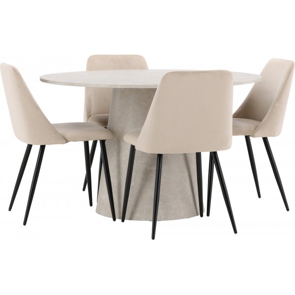 Matbord Lanzo med 4 st Night stolar - Beige/svart Matbord Lanzo med 4 st Night stolar - Beige/svart