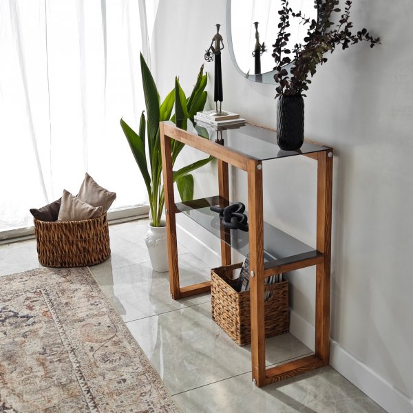 Table en relief Via 85 x 31 cm - Noyer Table en relief Via 85 x 31 cm - Noyer