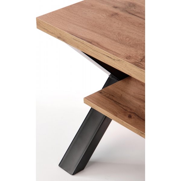 Table basse Kasady pieds croisés 120 cm - Chêne Wotan/noir Table basse Kasady pieds croisés 120 cm - Chêne Wotan/noir