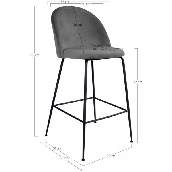 Lausanne Barstol - Gr�/svart