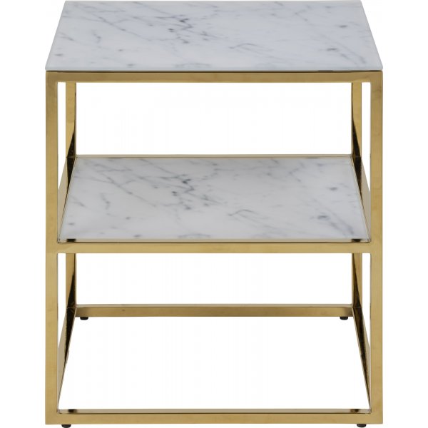 Alisma s�ngbord - Vit marmor/guld