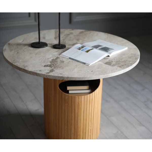 Table basse ronde Arto hauteur 60 cm - Chêne / Marbre européen clair Table basse ronde Arto hauteur 60 cm - Chêne / Marbre européen clair