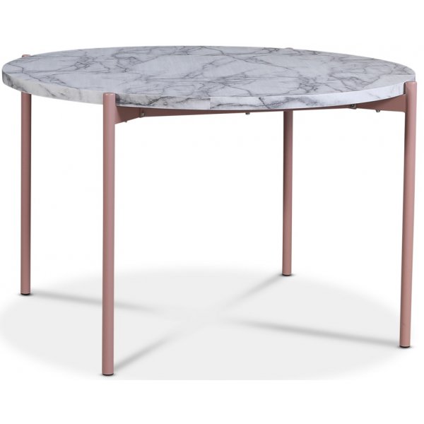 Asp runt matbord 120cm - Ljus marmor/rosa