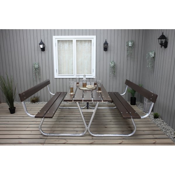 Stabil bänkset med ryggstöd - Brun Stabil bänkset med ryggstöd - Brun