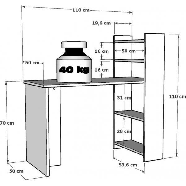 Enna skrivbord 110 x 50 cm - Safir ek/vit