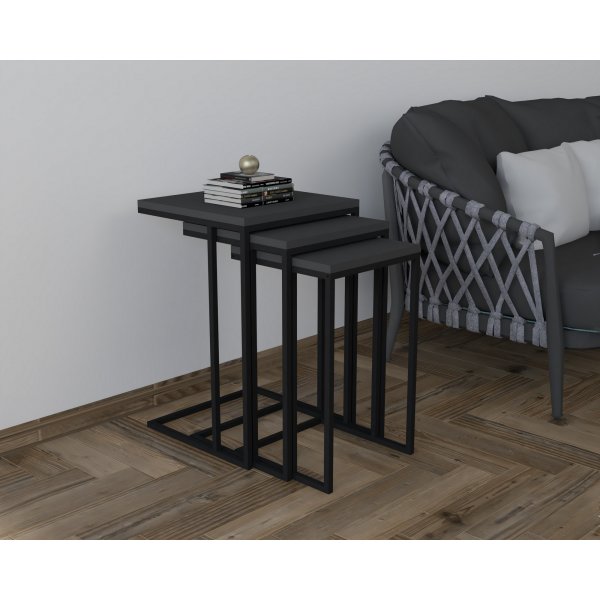 Table assise Stoli 32/36/40 x 32/36/40 cm - Noir/anthracite