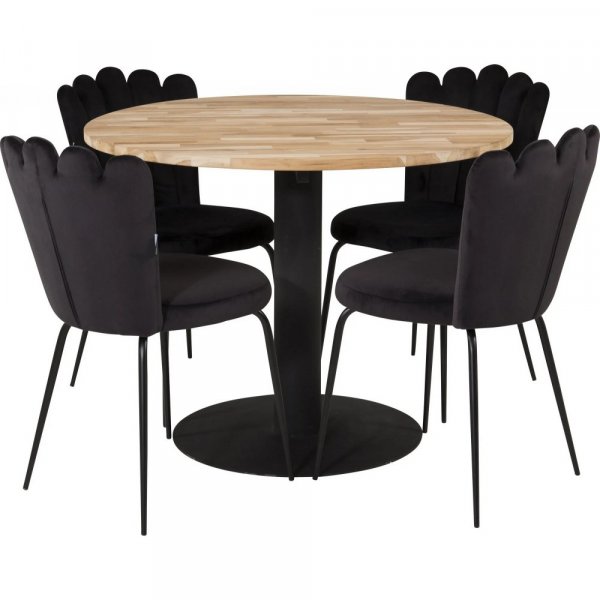 Regald matbord 100 cm - Teak/svart