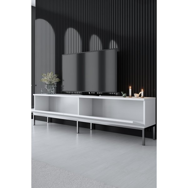 Lord TV-bänk - Vit/silver Lord TV-bänk - Vit/silver