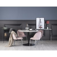 Plaza matgrupp, marmorbord med 4 st Plaza sammetsstolar - Rosa/Krom/svart Plaza matgrupp, marmorbord med 4 st Plaza sammetsstolar - Rosa/Krom/svart