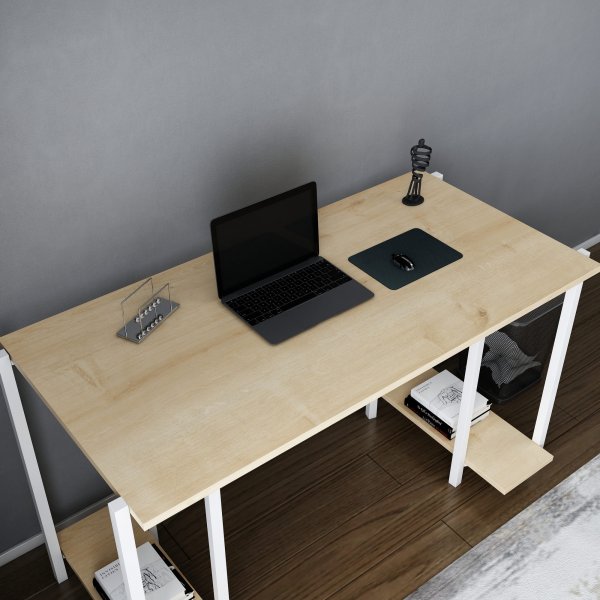 Academy skrivbord 125,2 x 60 cm - Vit/ek