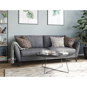 Country 3-sits soffa - Grå (tyg) / Svarta ben + Möbelvårdskit för textilier Country 3-sits soffa - Grå (tyg) / Svarta ben + Möbelvårdskit för textilier
