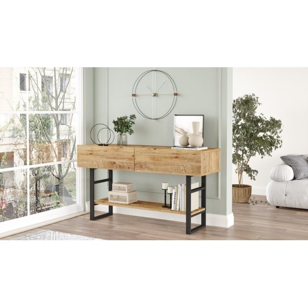 Table d\\\'entre en mtal 139 x 43 cm - Pin/noir