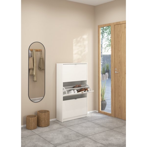 Skoskåp med tre luckor - Vit Skoskåp med tre luckor - Vit