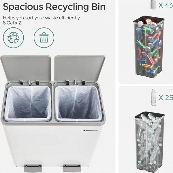 Poubelle Daloa 60 l - Blanc