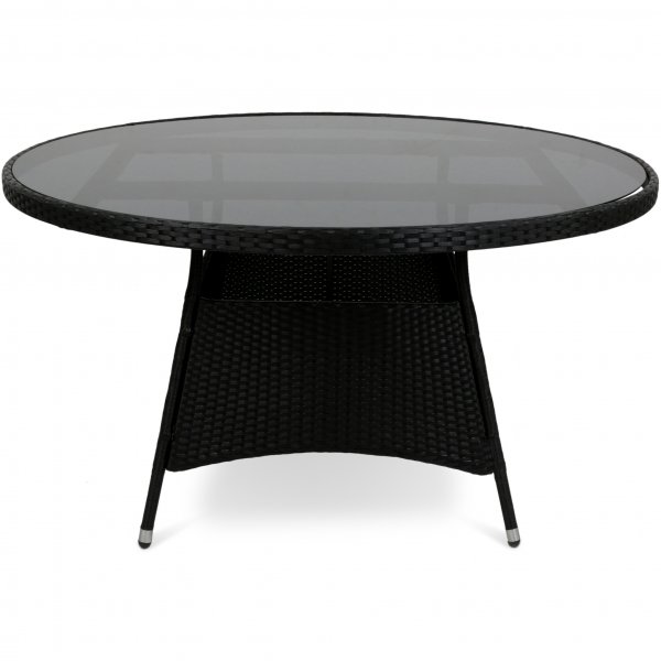 Matgrupp Tylösand - Runt matbord med 6 stolar i konstrotting Matgrupp Tylösand - Runt matbord med 6 stolar i konstrotting